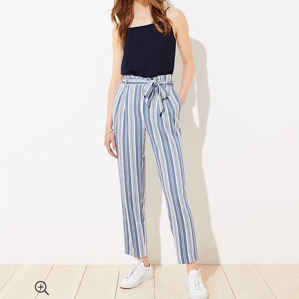 LOFT Striped Paper Bag Pants